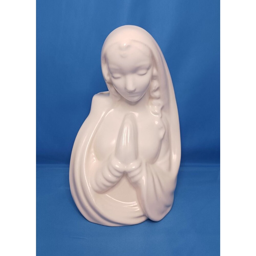Vtg HAEGER USA Praying Virgin Mary Madonna Pottery Planter Figurine 9" H Tagged